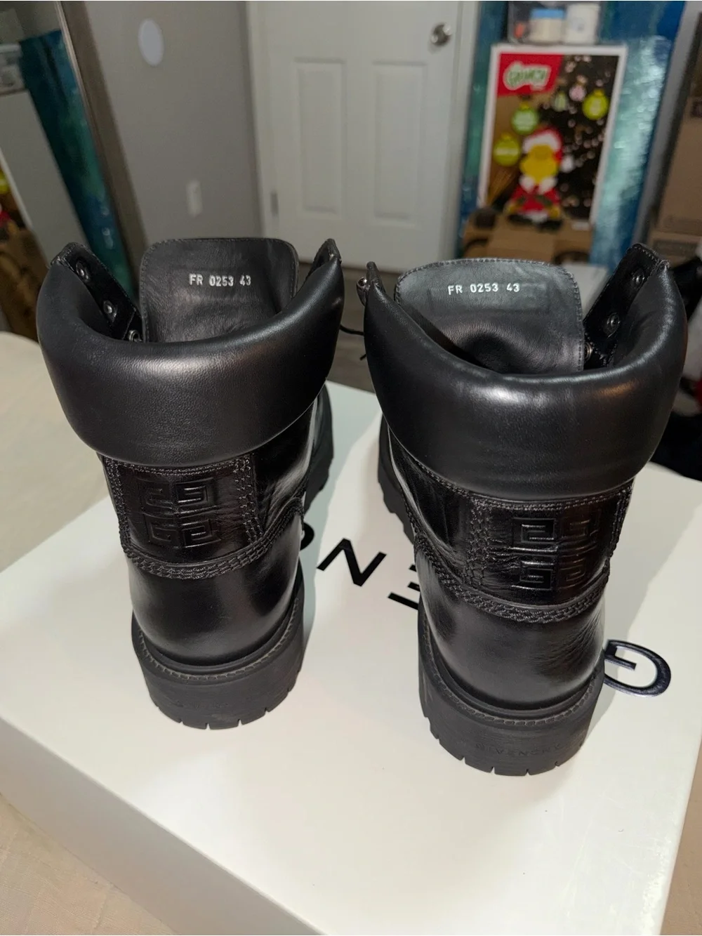 Givenchy Black Leather Lug-Sole Lace Boots